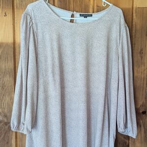 Adrianna Papell Cream & Polka Dot Blouse 3/4 Sleeve